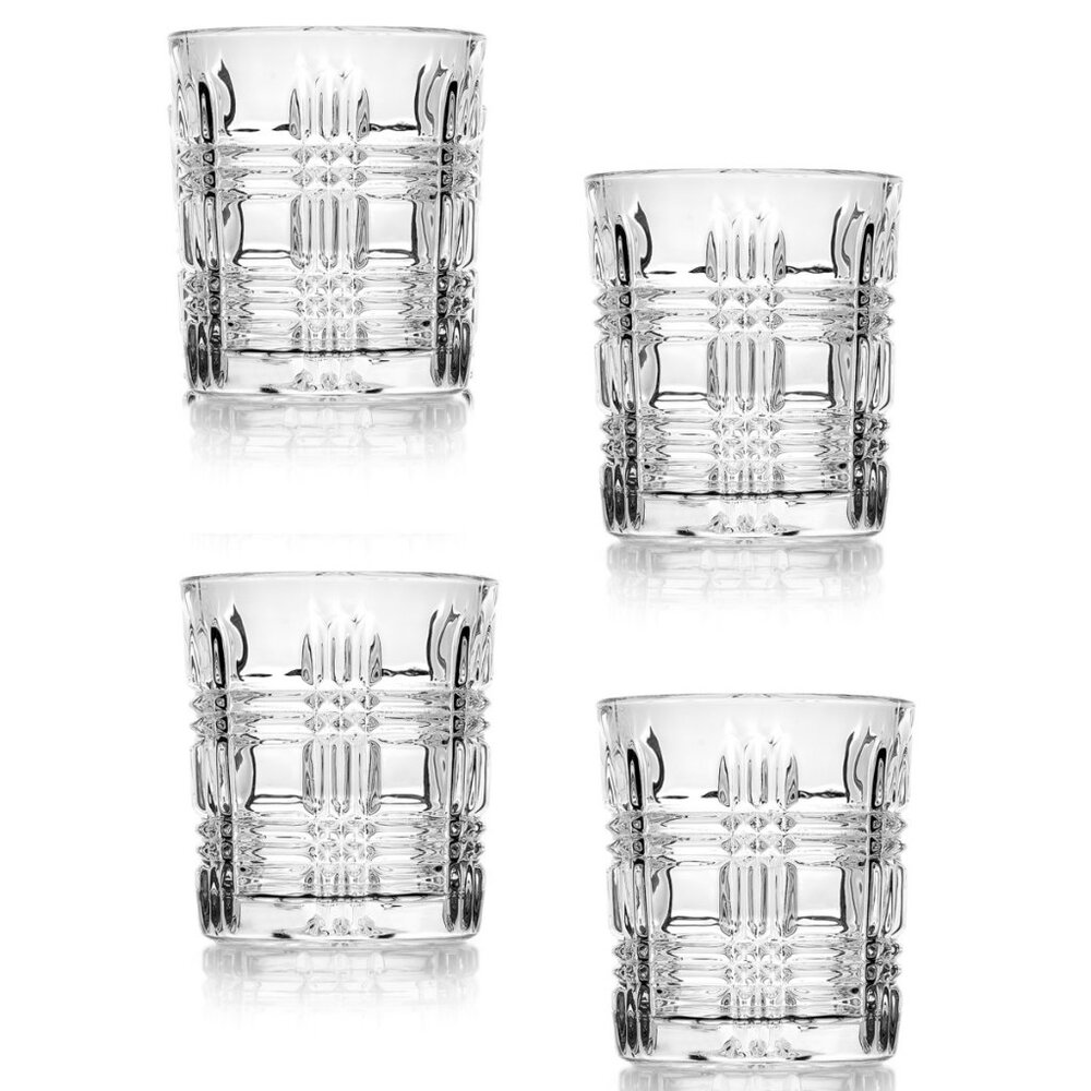 Godinger Tartan Plaid Design Double Old-Fashioned Glass - Clear